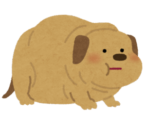ストレスで太ってしまった犬のイラスト