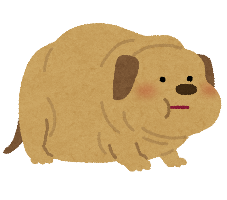 ストレスで太ってしまった犬のイラスト